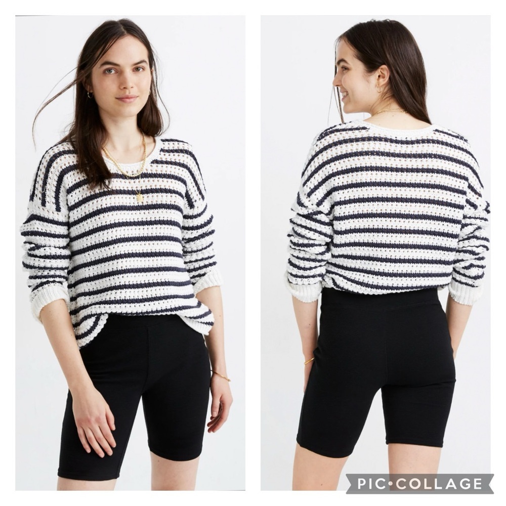EUC Madewell Ottoman Jacquard Biker Shorts in True Black